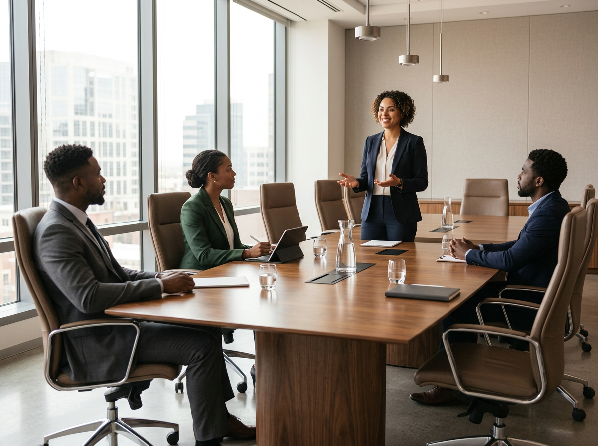 Mentor presenting to students